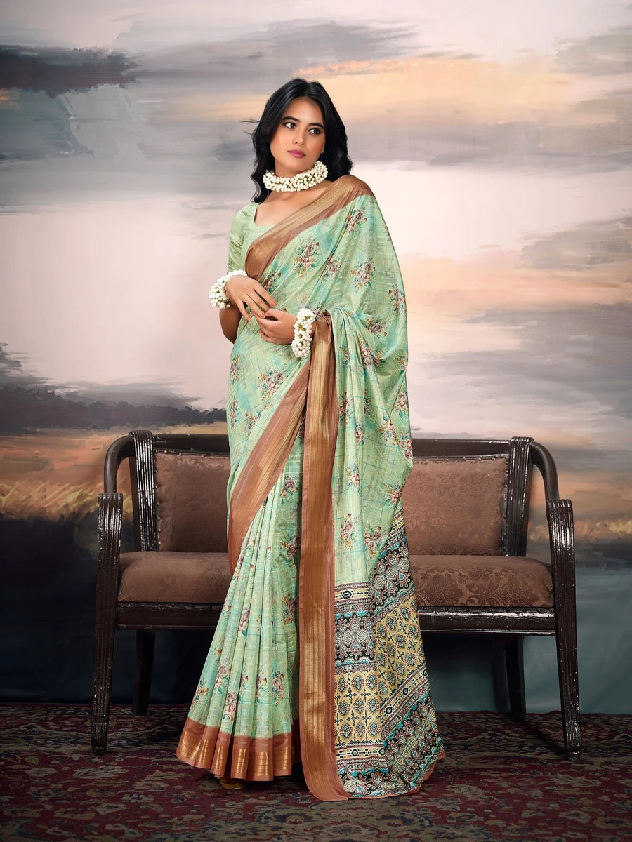 Premium Festive Wear Cotton Silk Saree | Elegant Look with Jari Border