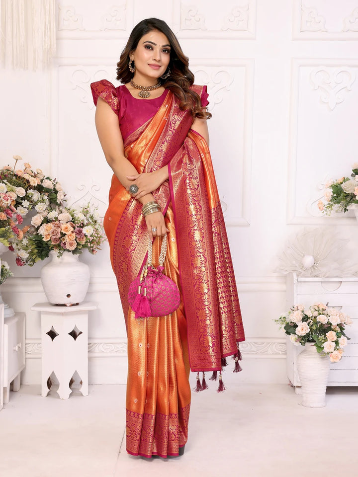 Traditional Banarasi Tissue Silk Saree | Luxurious Wevon Jari Design