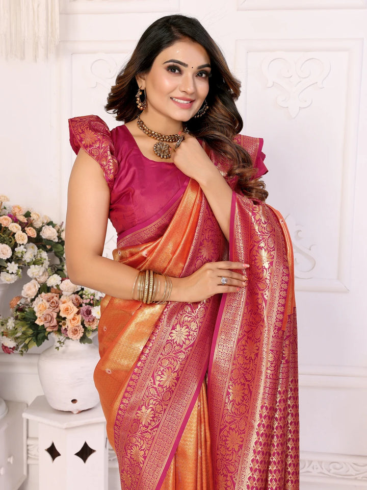 Traditional Banarasi Tissue Silk Saree | Luxurious Wevon Jari Design