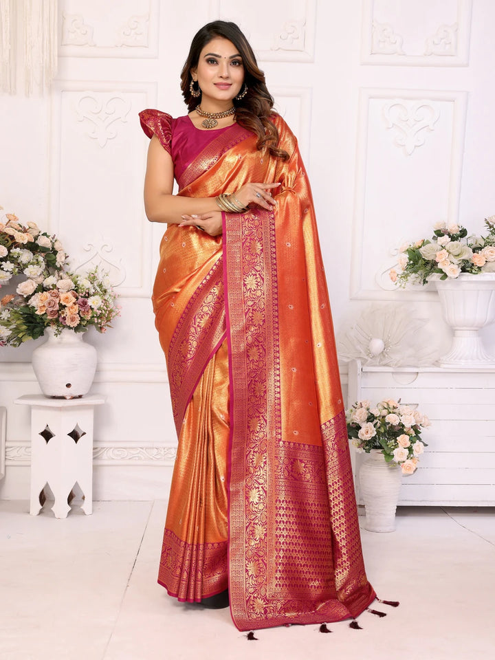 Traditional Banarasi Tissue Silk Saree | Luxurious Wevon Jari Design