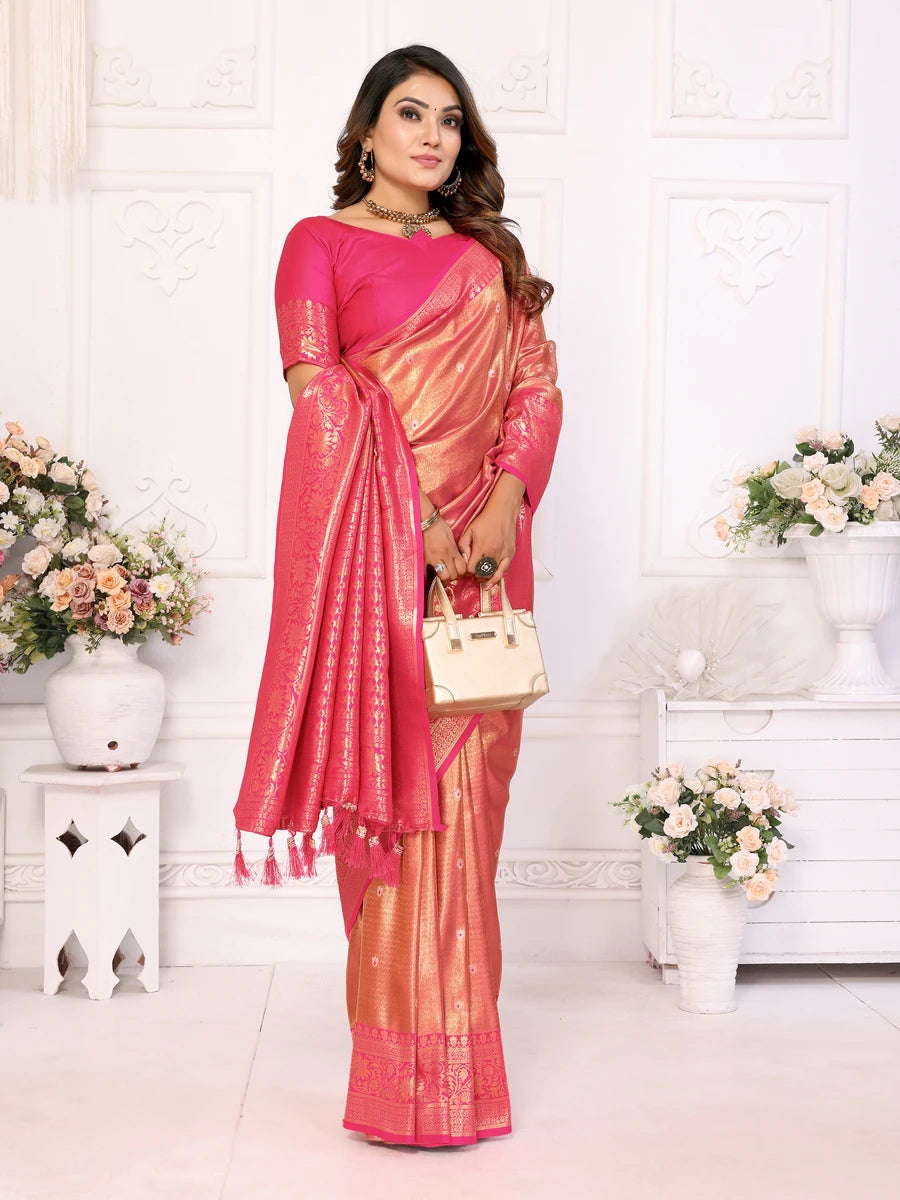 Traditional Banarasi Tissue Silk Saree | Luxurious Wevon Jari Design
