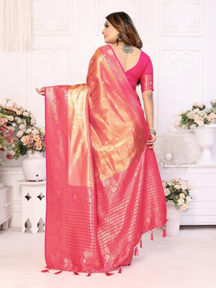 Traditional Banarasi Tissue Silk Saree | Luxurious Wevon Jari Design