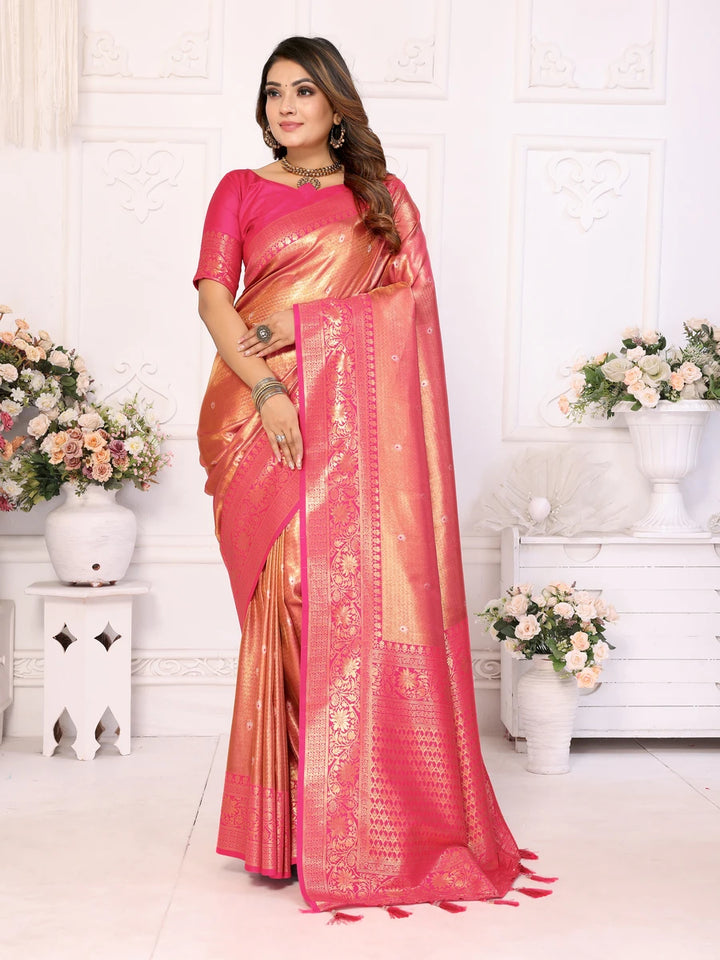 Traditional Banarasi Tissue Silk Saree | Luxurious Wevon Jari Design