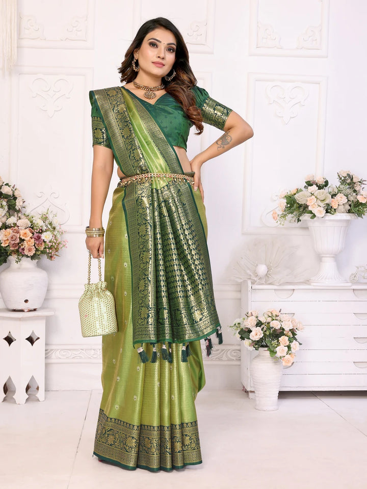 Traditional Banarasi Tissue Silk Saree | Luxurious Wevon Jari Design