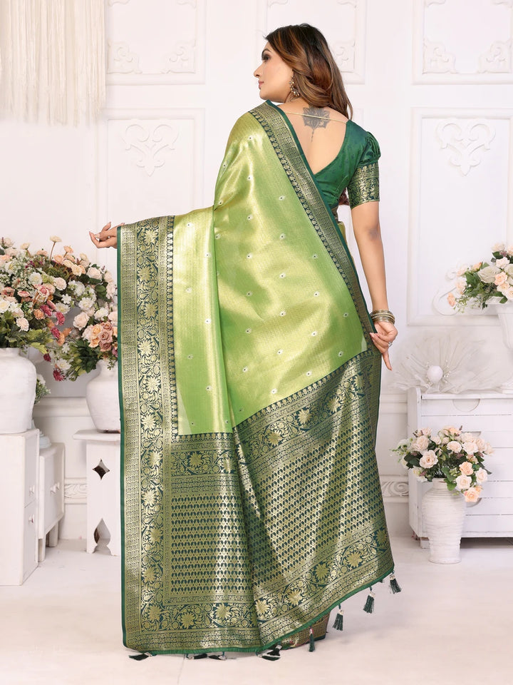 Traditional Banarasi Tissue Silk Saree | Luxurious Wevon Jari Design