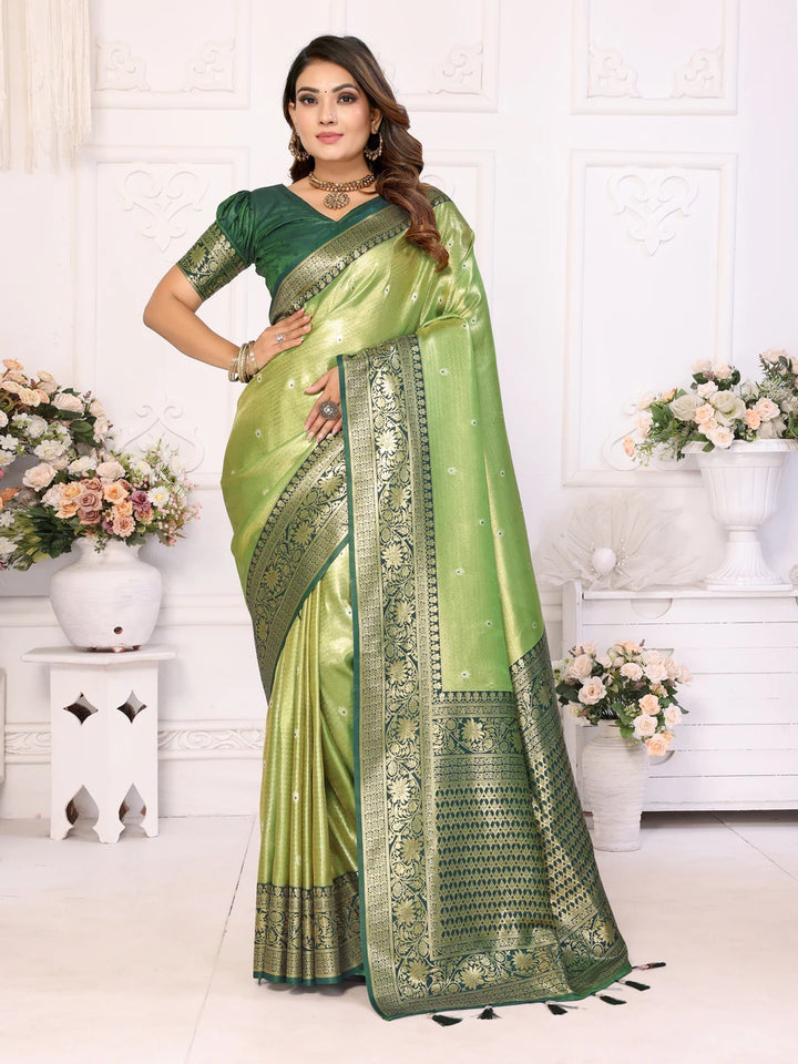 Traditional Banarasi Tissue Silk Saree | Luxurious Wevon Jari Design