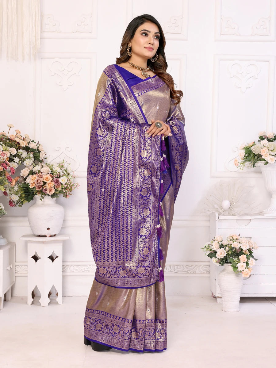 Traditional Banarasi Tissue Silk Saree | Luxurious Wevon Jari Design