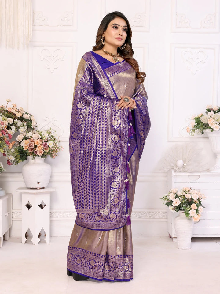 Traditional Banarasi Tissue Silk Saree | Luxurious Wevon Jari Design