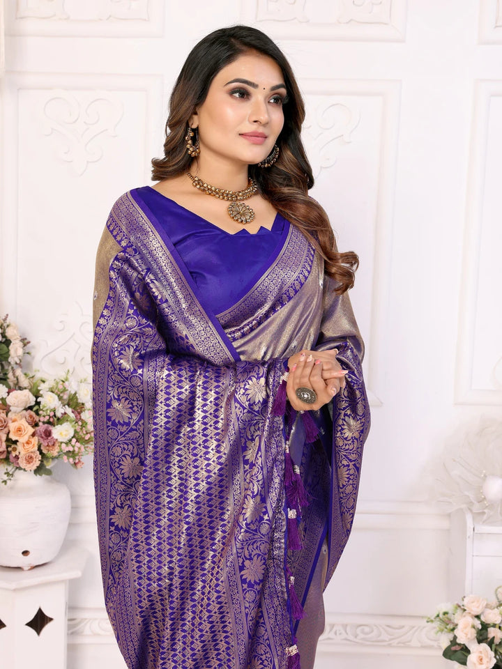 Traditional Banarasi Tissue Silk Saree | Luxurious Wevon Jari Design