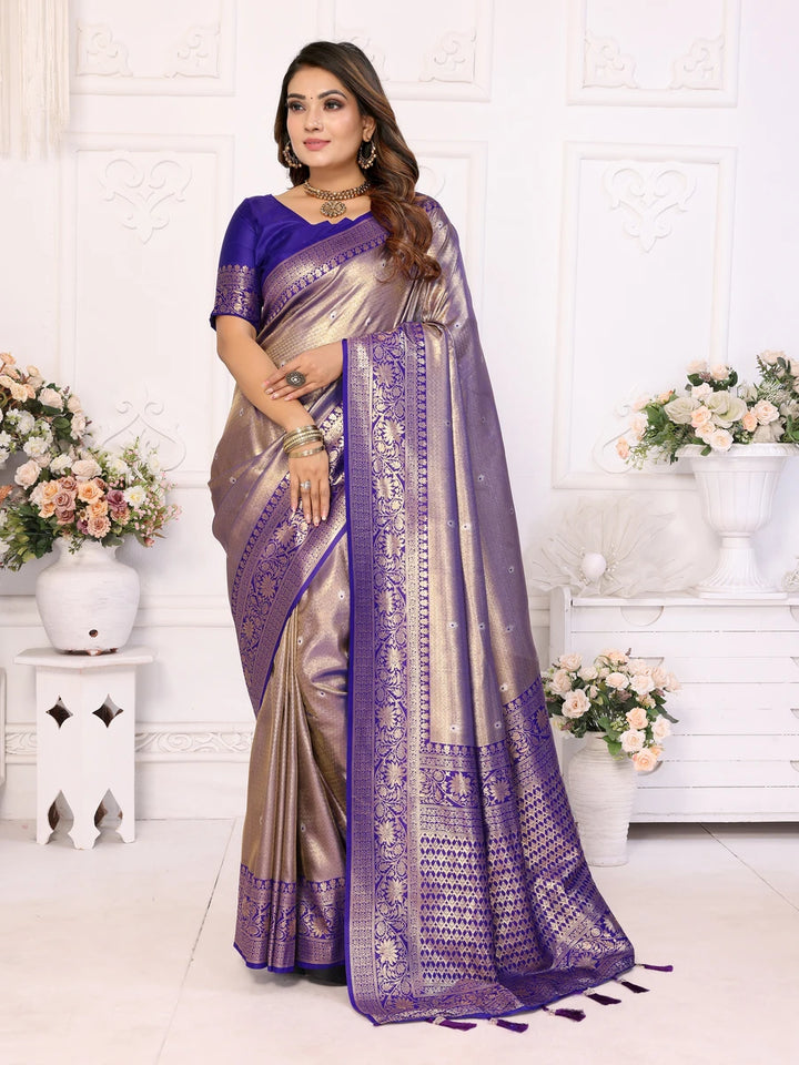 Traditional Banarasi Tissue Silk Saree | Luxurious Wevon Jari Design