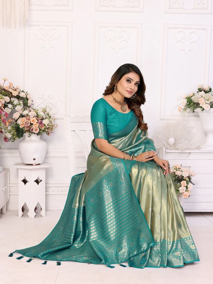 Traditional Banarasi Tissue Silk Saree | Luxurious Wevon Jari Design