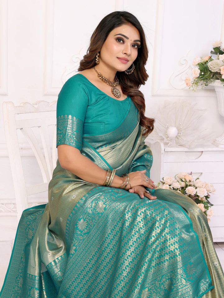 Traditional Banarasi Tissue Silk Saree | Luxurious Wevon Jari Design
