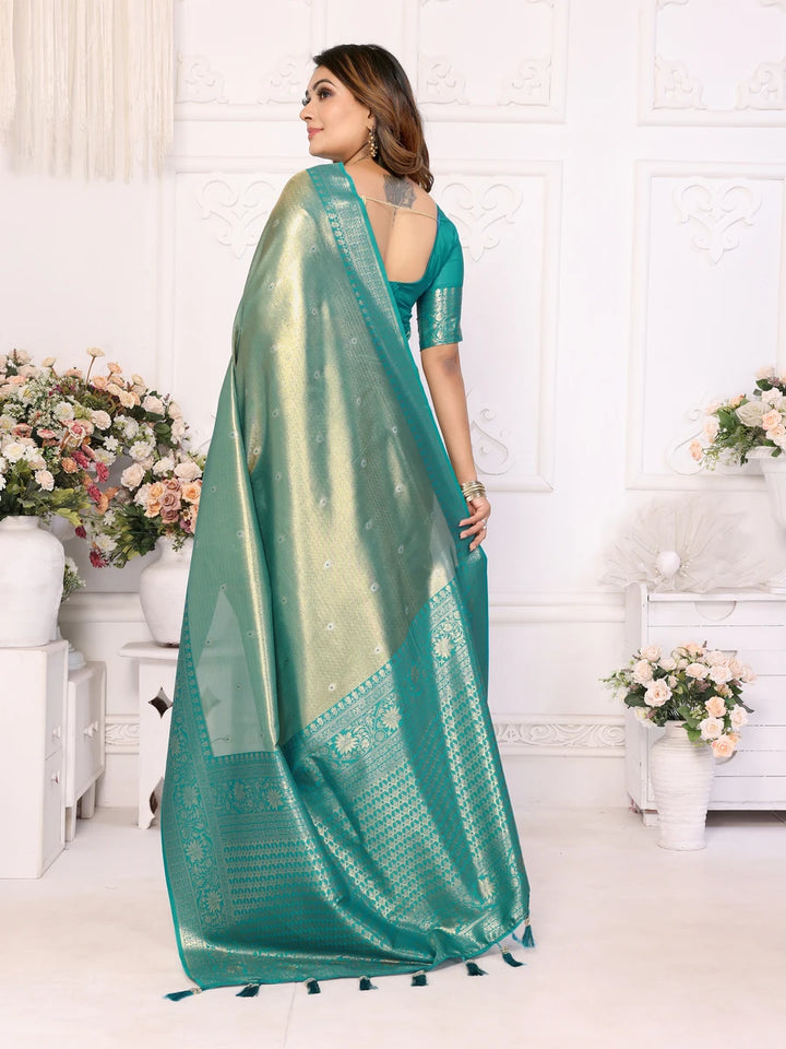 Traditional Banarasi Tissue Silk Saree | Luxurious Wevon Jari Design