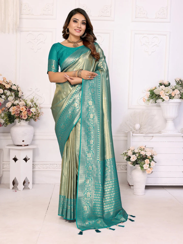 Traditional Banarasi Tissue Silk Saree | Luxurious Wevon Jari Design