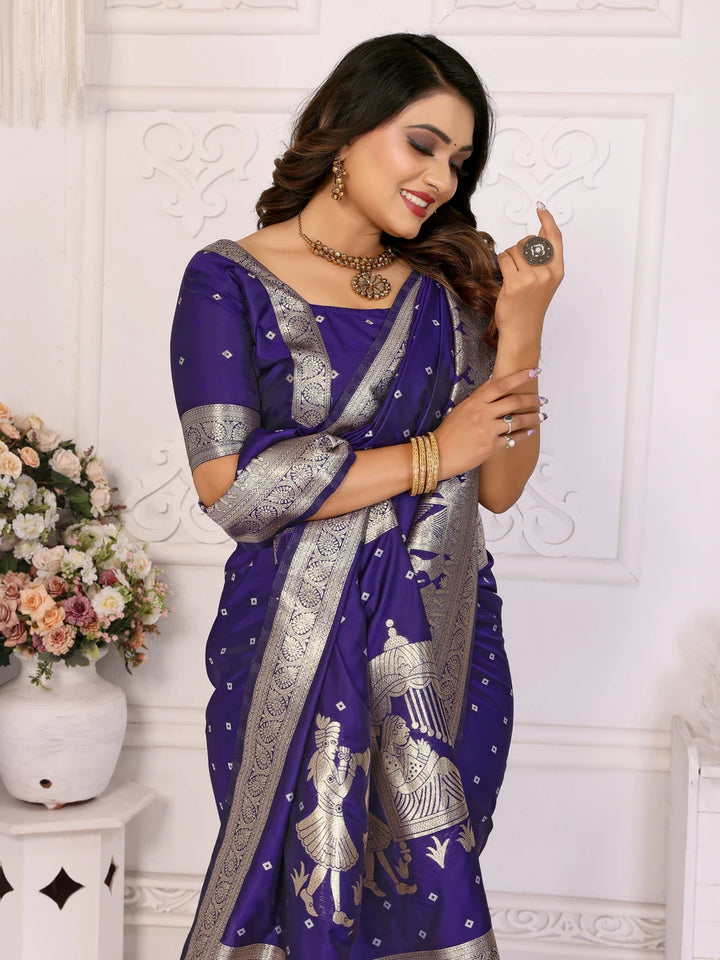 Elegant Festive Silk Saree with Wevon Jari Bandhej Work | Kochi Silk Blouse