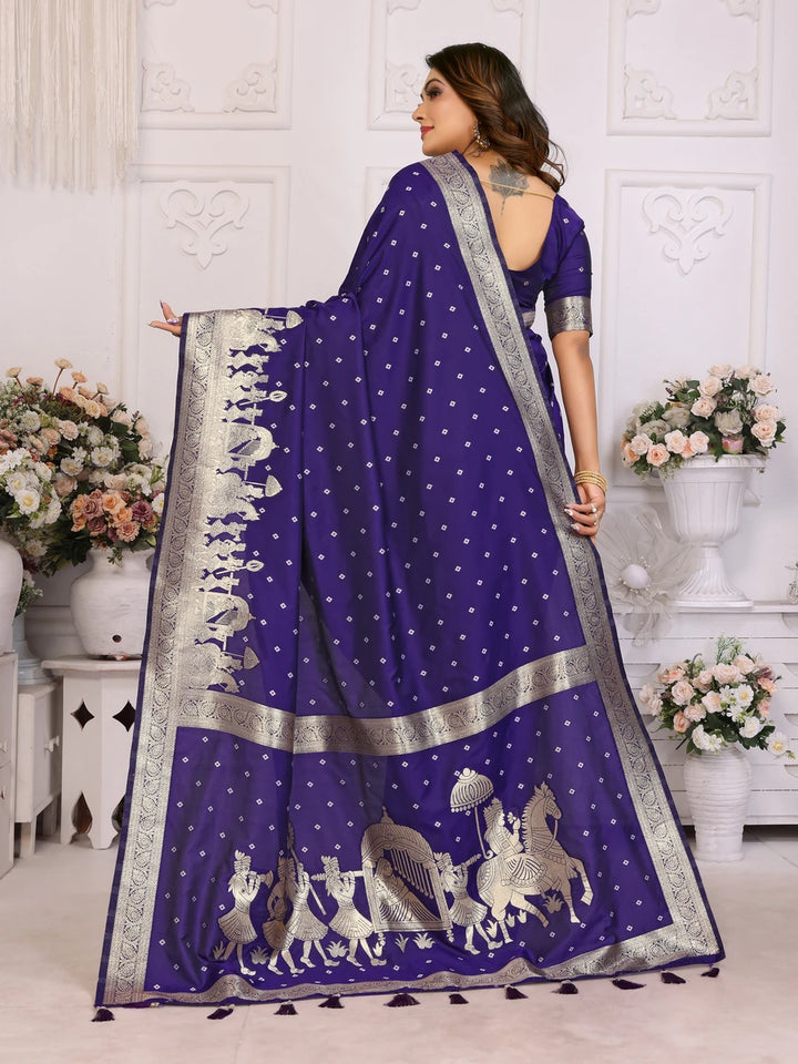 Elegant Festive Silk Saree with Wevon Jari Bandhej Work | Kochi Silk Blouse
