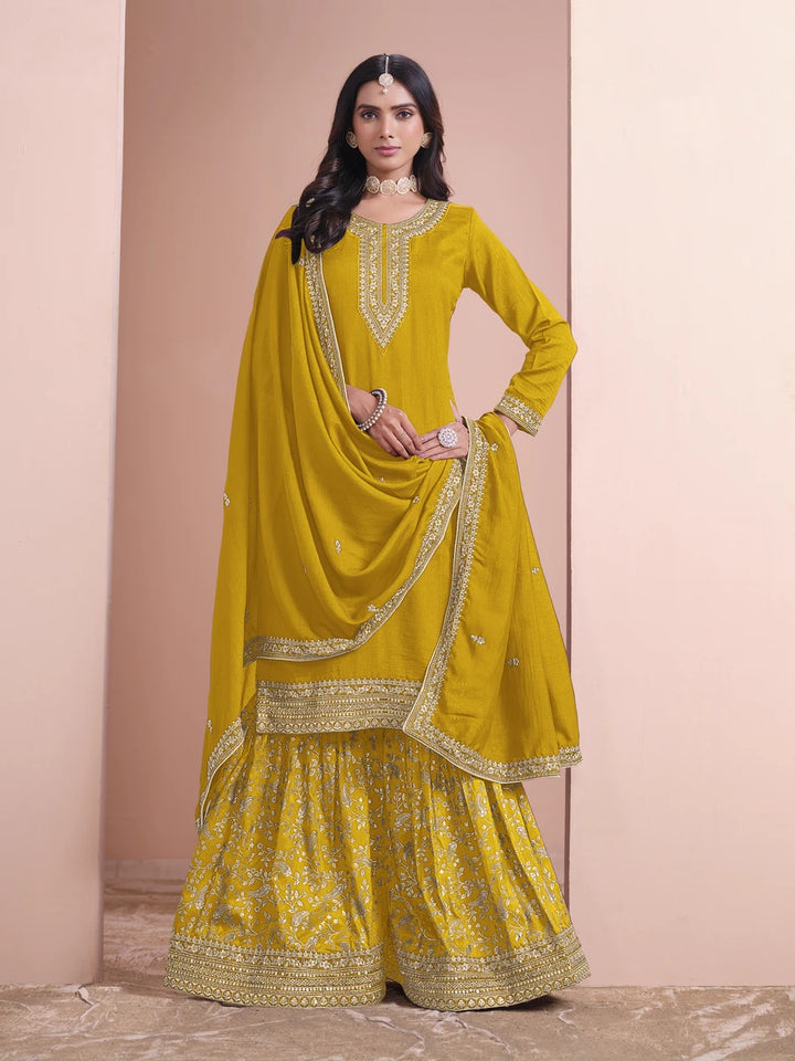 Designer Art Silk Plazzo Suit Embroidery Work | Festive & Wedding Wear