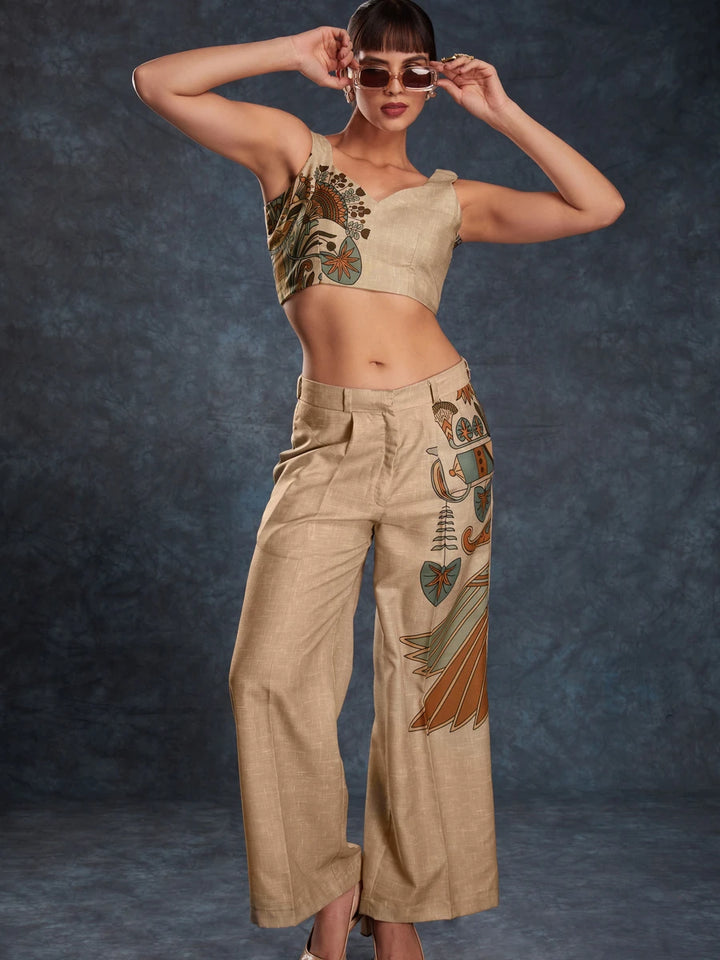 Trendy Beige Linen Co-Ord | Readymade Western Set for Casual & Festive Wear
