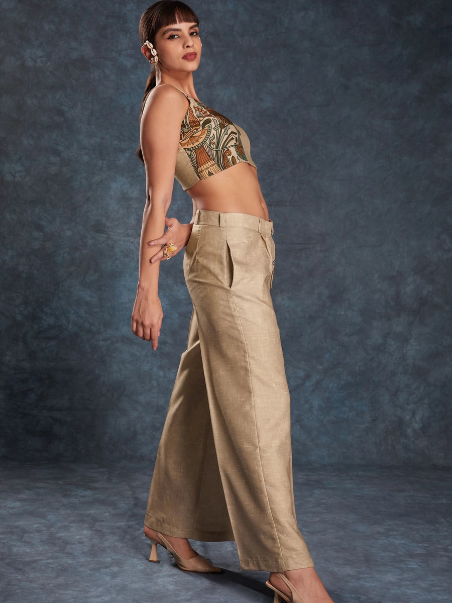 Trendy Beige Linen Co-Ord | Readymade Western Set for Casual & Festive Wear