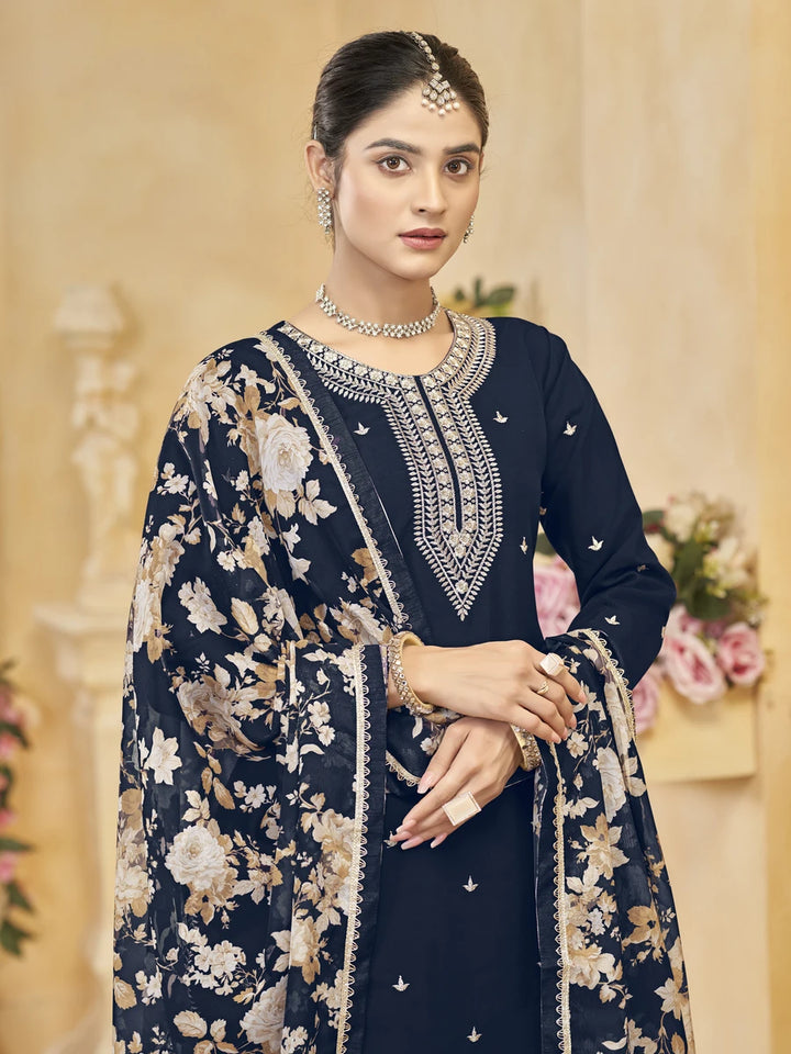 Luxurious Silk Palazzo Suit | Tabby Silk Dupatta & Embroidery