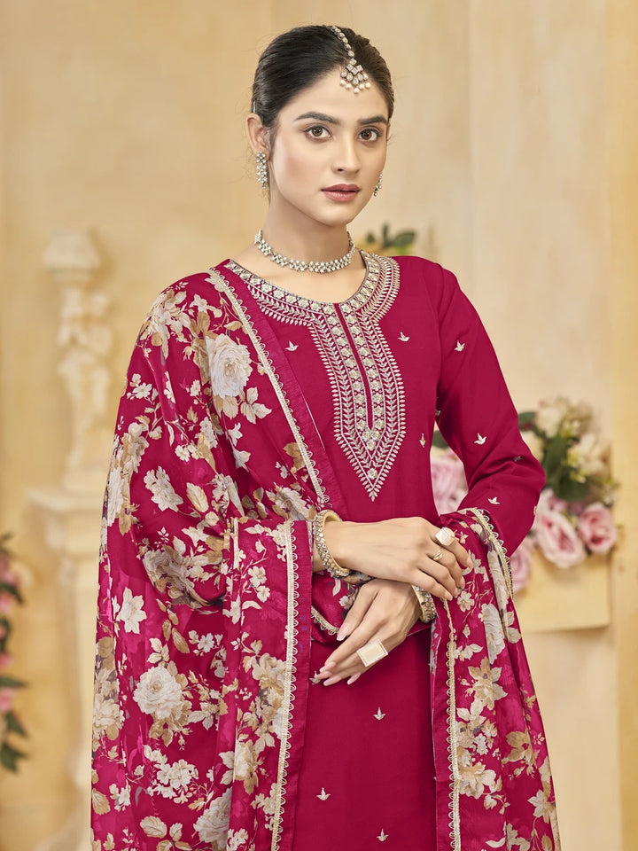 Luxurious Silk Palazzo Suit | Tabby Silk Dupatta & Embroidery