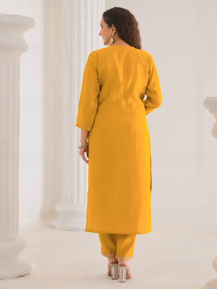 Mustard Designer Salwar Kameez | Viscose Chanderi Embroidery Suit