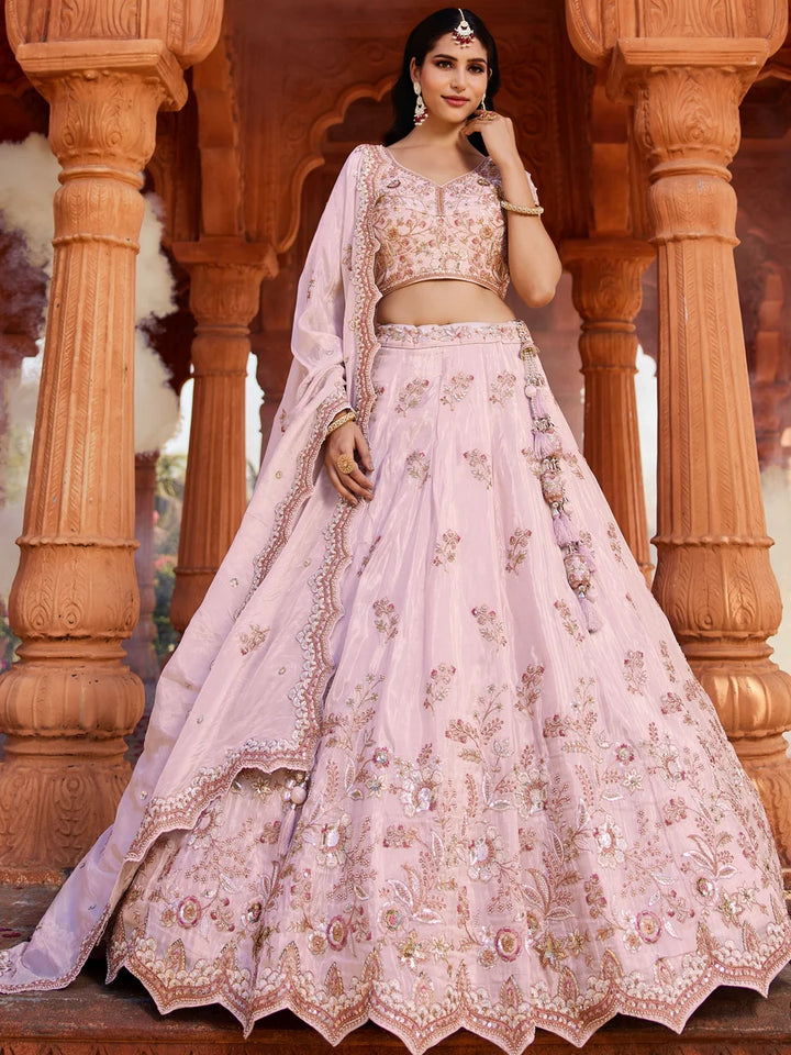 Exquisite Tissue Lehenga Set | Designer Embroidery & Stone Work