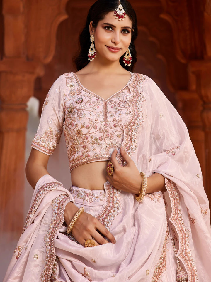 Exquisite Tissue Lehenga Set | Designer Embroidery & Stone Work