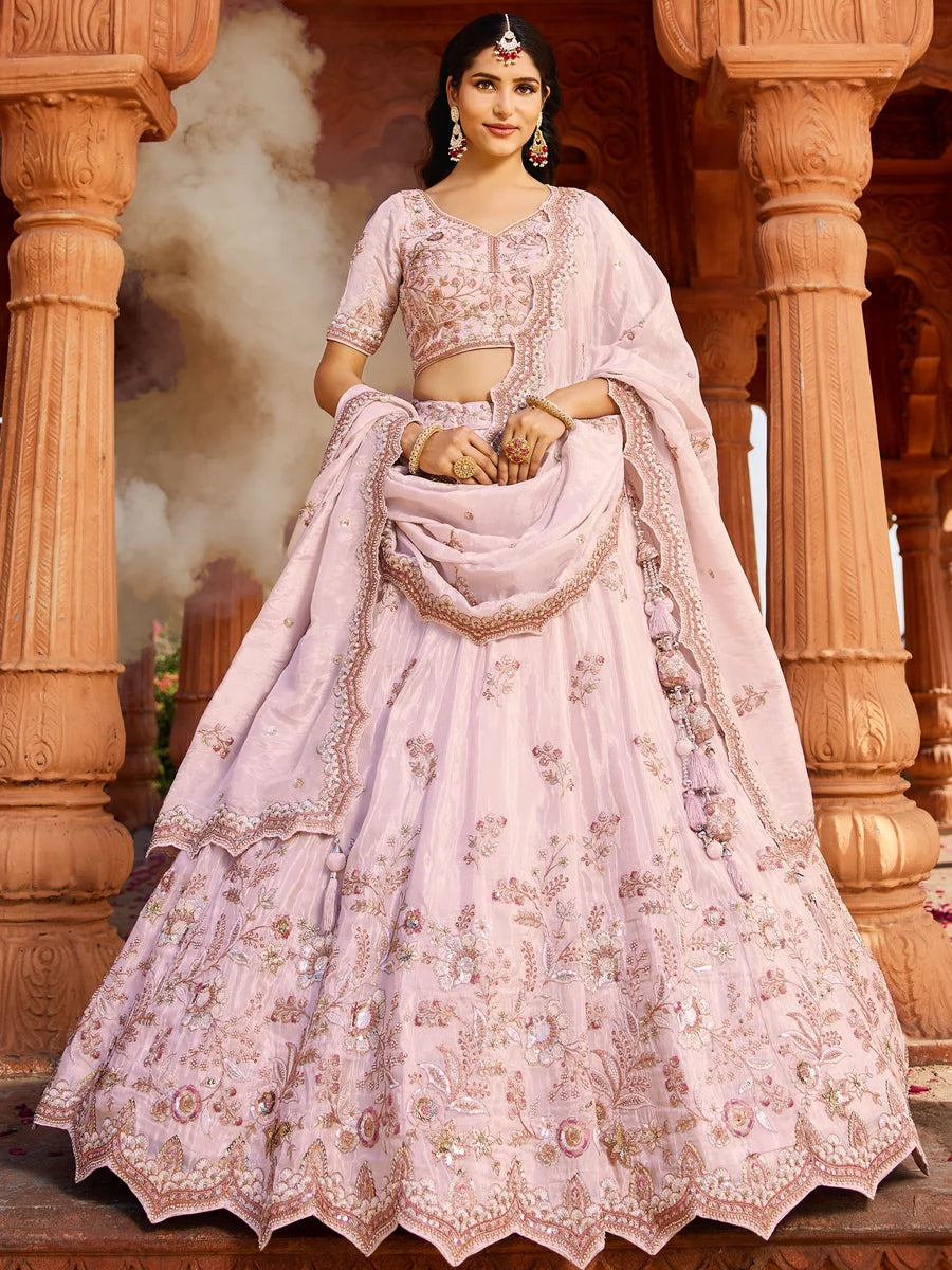 Exquisite Tissue Lehenga Set | Designer Embroidery & Stone Work