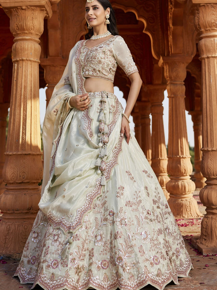 Exquisite Tissue Lehenga Set | Designer Embroidery & Stone Work