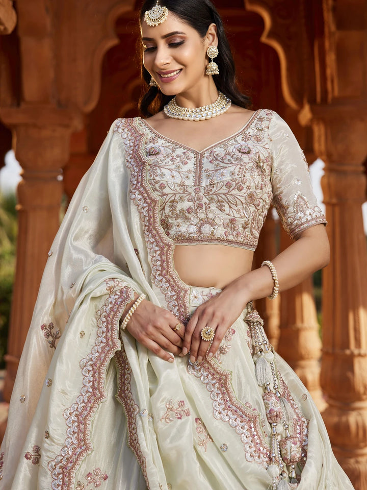 Exquisite Tissue Lehenga Set | Designer Embroidery & Stone Work