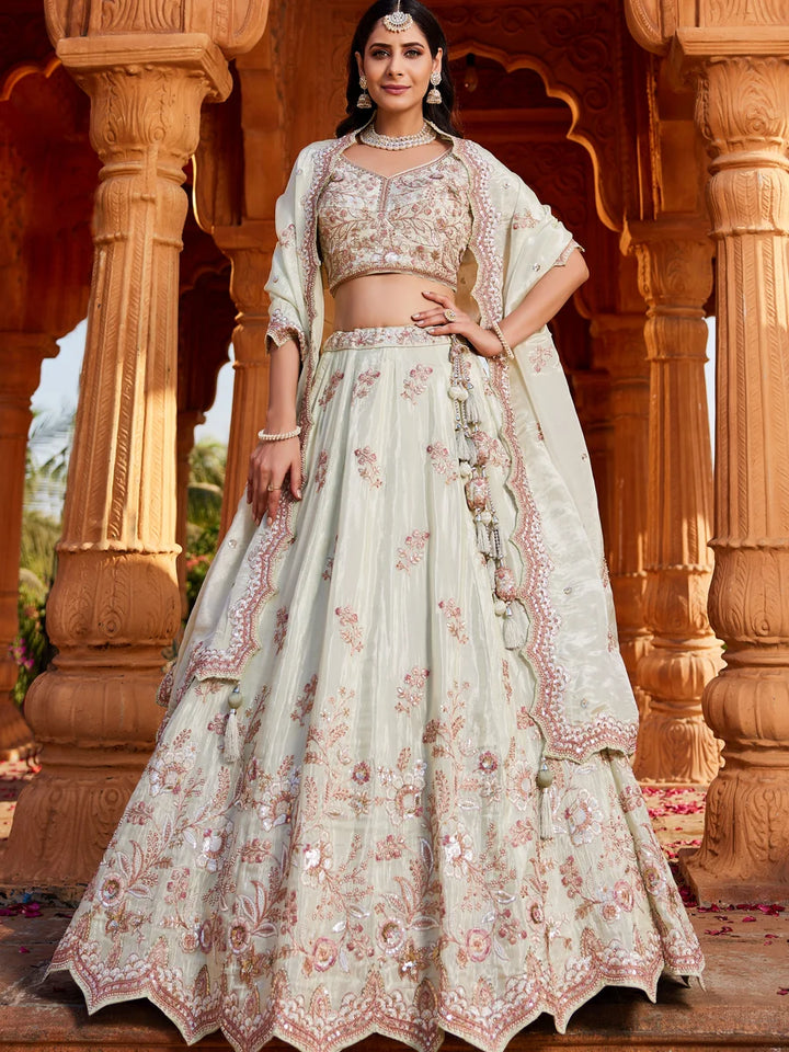 Exquisite Tissue Lehenga Set | Designer Embroidery & Stone Work