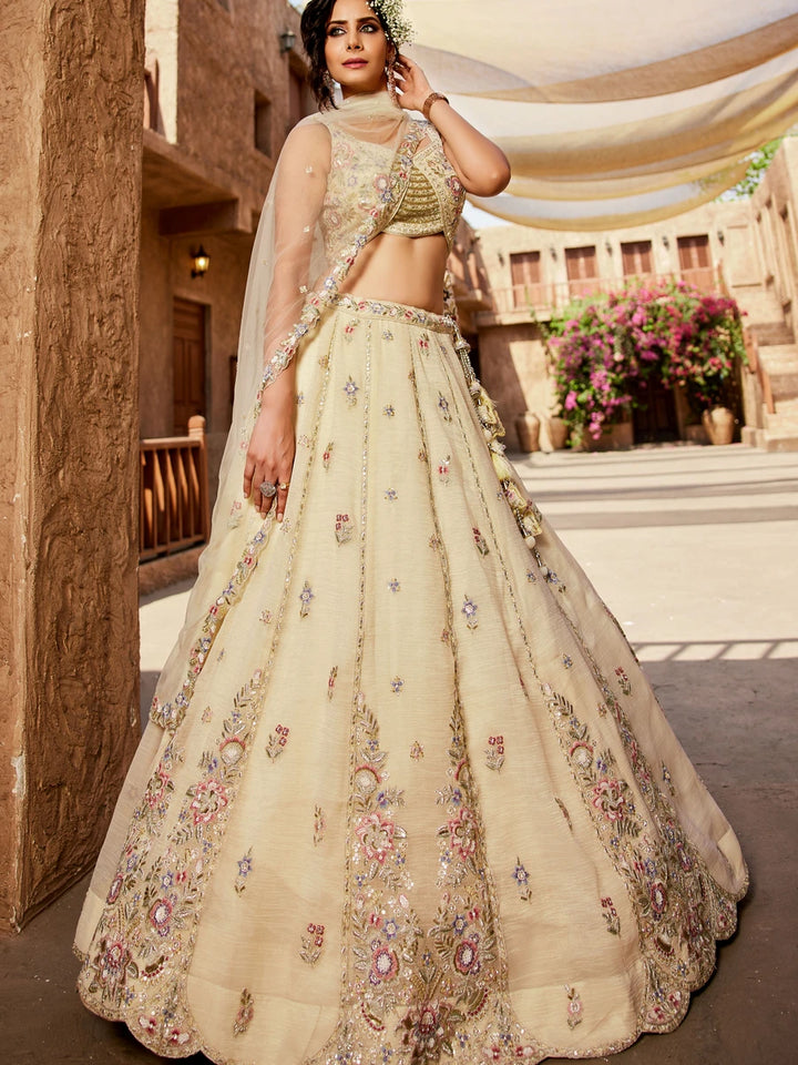 Glamorous Tissue Lehenga | Embroidery, Beads & Stone Detailing