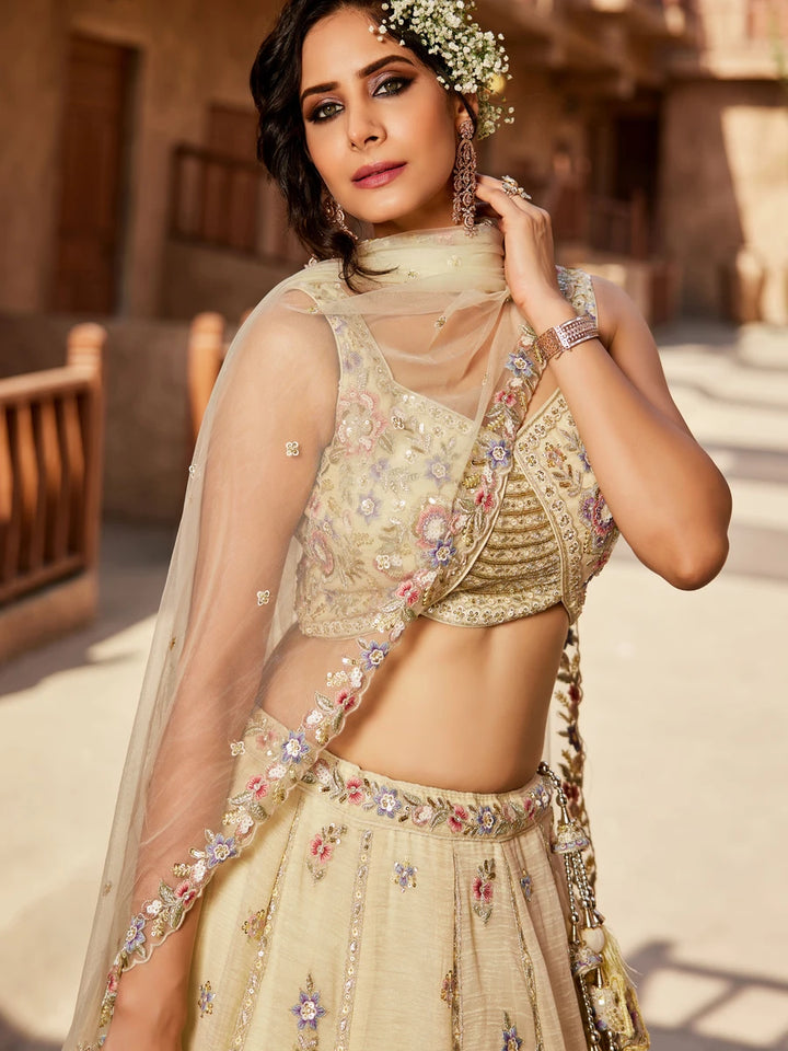 Glamorous Tissue Lehenga | Embroidery, Beads & Stone Detailing