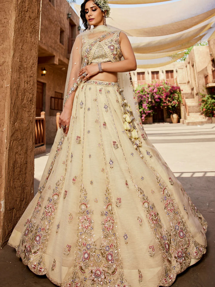 Glamorous Tissue Lehenga | Embroidery, Beads & Stone Detailing