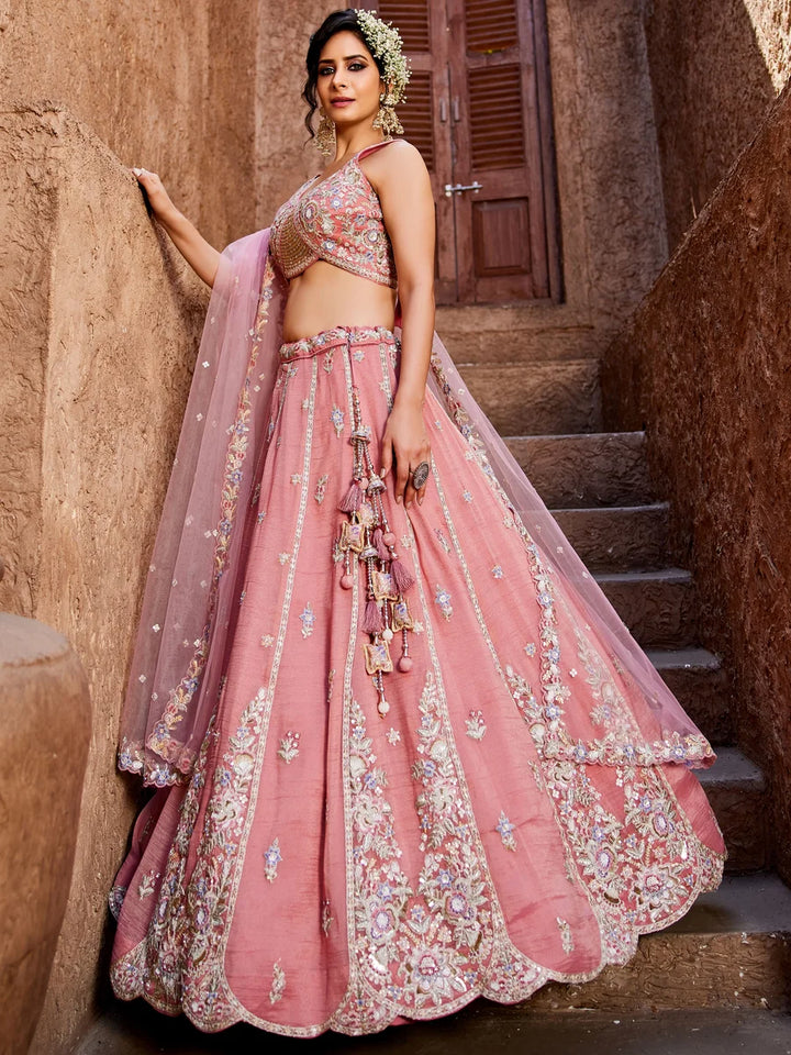 Glamorous Tissue Lehenga | Embroidery, Beads & Stone Detailing