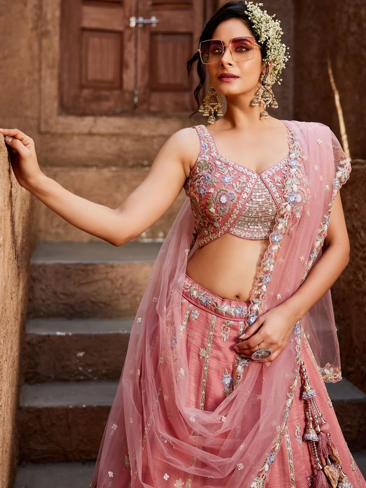 Glamorous Tissue Lehenga | Embroidery, Beads & Stone Detailing