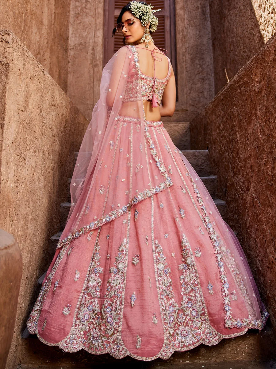 Glamorous Tissue Lehenga | Embroidery, Beads & Stone Detailing