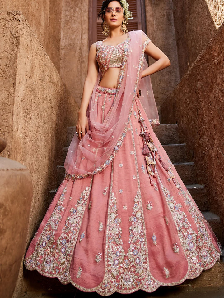 Glamorous Tissue Lehenga | Embroidery, Beads & Stone Detailing