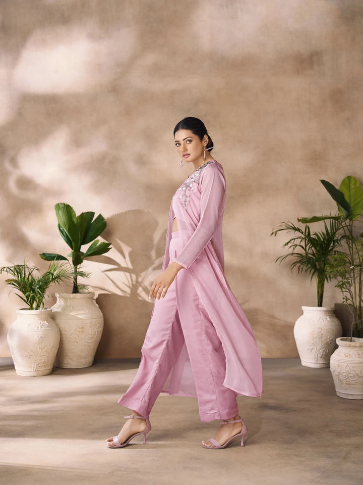 Luxurious Organza Co-ord Set | Pink Beauty with Exquisite Hand Work