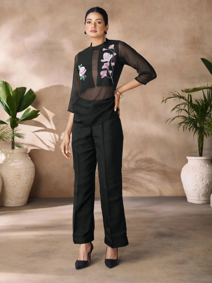 Premium Black Organza Co-ord Set | Chic & Stylish Designer Wear
