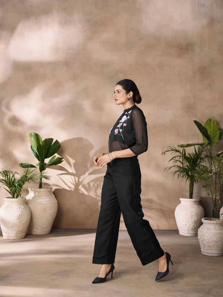 Premium Black Organza Co-ord Set | Chic & Stylish Designer Wear