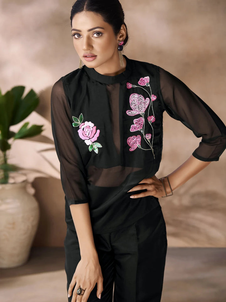 Premium Black Organza Co-ord Set | Chic & Stylish Designer Wear