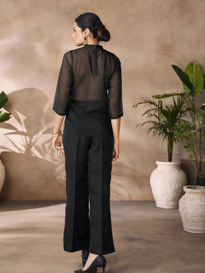 Premium Black Organza Co-ord Set | Chic & Stylish Designer Wear