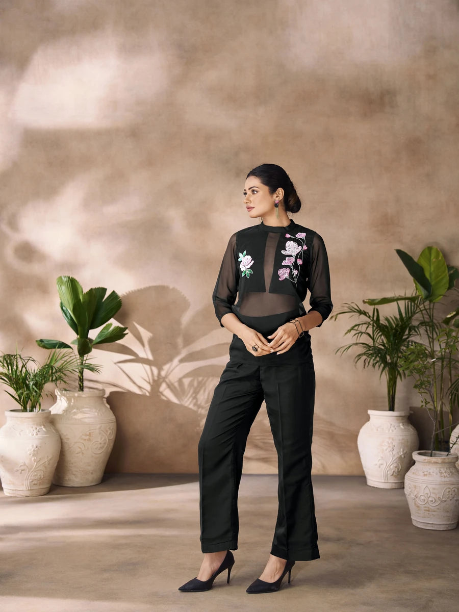Premium Black Organza Co-ord Set | Chic & Stylish Designer Wear
