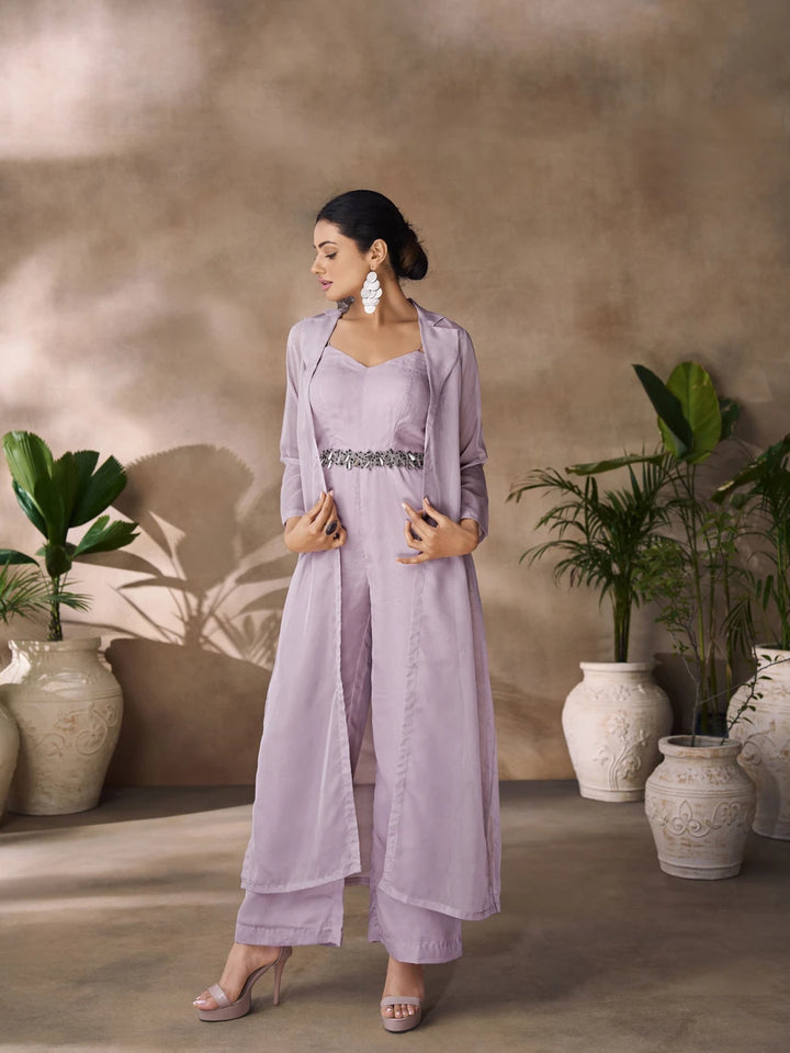 Graceful Lavender Co-ord Set | Organza Fabric & Chic Appeal