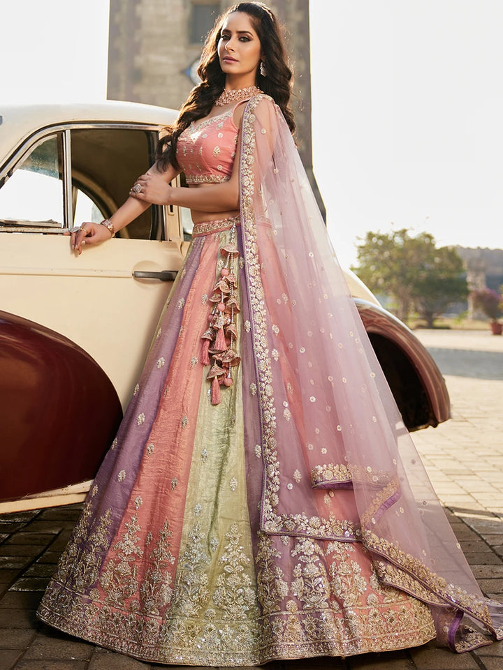 Party Wear Lehenga Choli | Tissue with Beads & Net Dupatta