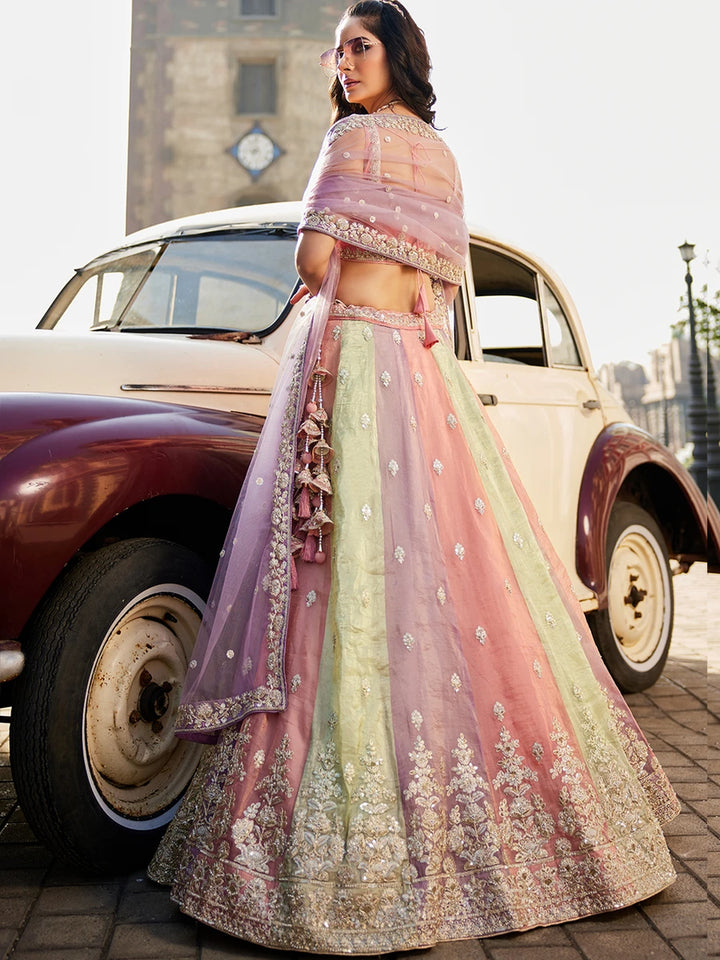 Party Wear Lehenga Choli | Tissue with Beads & Net Dupatta