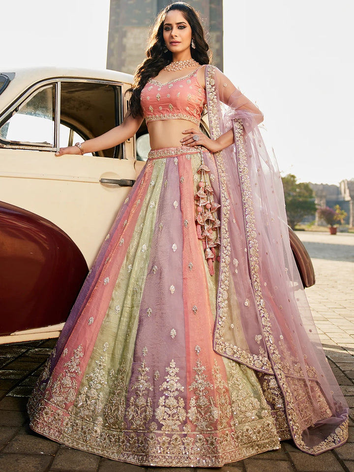 Party Wear Lehenga Choli | Tissue with Beads & Net Dupatta