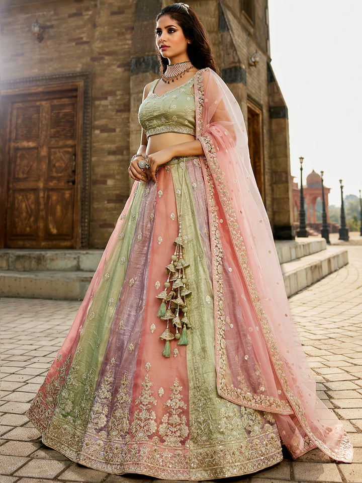 Party Wear Lehenga Choli | Tissue with Beads & Net Dupatta